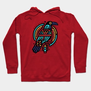 Raven Bird, Aztec Tribal Design Hoodie